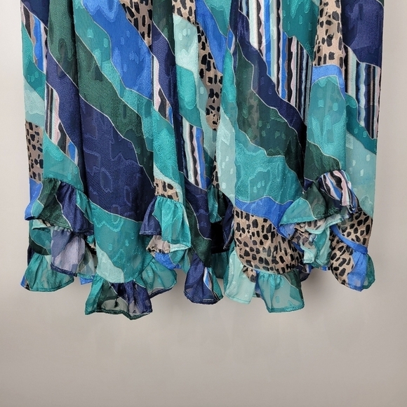 Hutch Anthropologie Ondine Multicolor Patchwork Leopard Ruffle Maxi Dress Size 0 - Picture 9 of 16